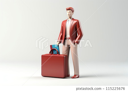 Close-up, 3d mockup of abstract salesman icon with finance concept,minimal background, Generative AI 115225676