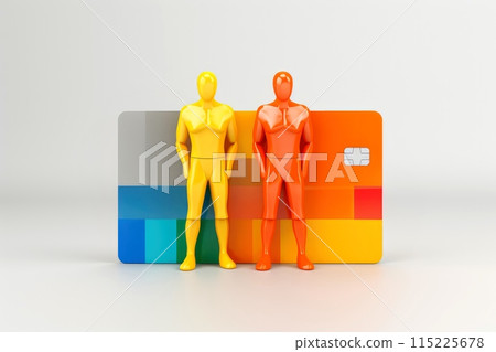 Close-up, 3d mockup of abstract salesman icon with finance concept,minimal background, Generative AI 115225678