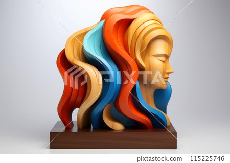 3d abstract human head,face, Psychic waves concept, Generative AI 115225746