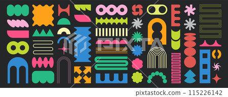 Set of simple abstract geometric shapes, bauhaus contemporary figures 115226142