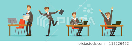 Successful Business Man Office Character Wear Formal Suit Vector Set Successful Business Man Office Character Wear Formal Suit Vector Set 115226432