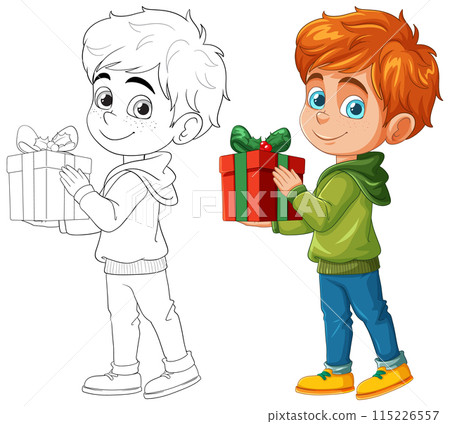 Boy Holding a Gift Box Boy Holding a Gift Box 115226557
