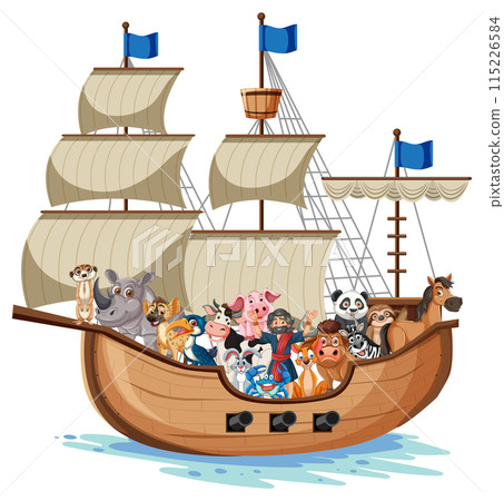 Animals Sailing on a Ship 115226584