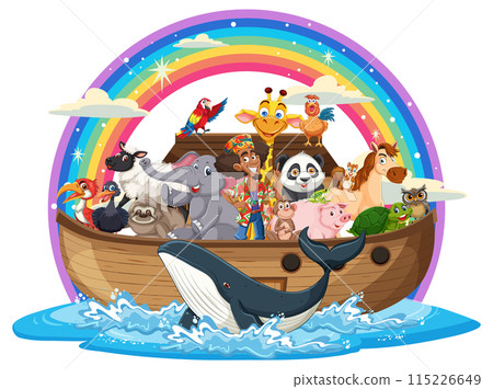 Animals on a Rainbow Boat 115226649