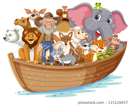 Animals on a Wooden Boat Animals on a Wooden Boat 115226657