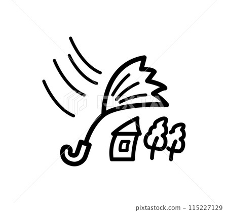 Illustration of an umbrella broken by the wind 115227129