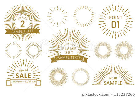 Sunburst and ribbon frame set 115227260