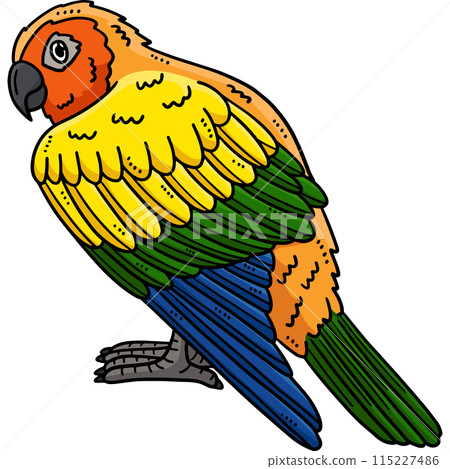 Conure Bird Cartoon Colored Clipart Illustration 115227486