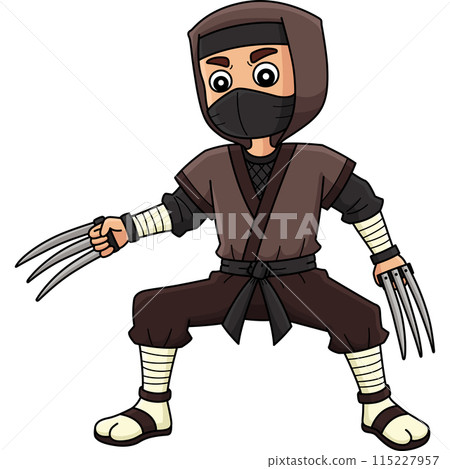 Ninja with Claws Cartoon Colored Clipart I 115227957