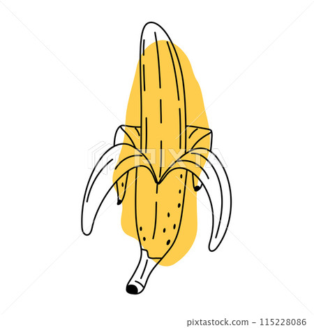 Ripe peeled banana abstract sketch style 115228086