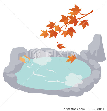 秋天露天浴池的插圖 115228091