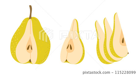 Fresh green juicy chopped Pear. 115228099
