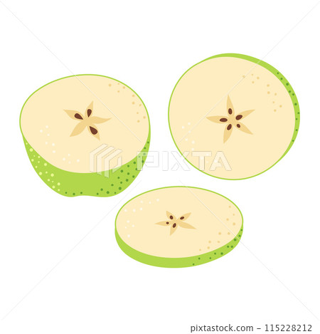 Green apple slice Hand drawn trendy flat style Green apple slice Hand drawn trendy flat style 115228212