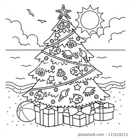 Christmas in July Christmas Tree Coloring Page Christmas in July Christmas Tree Coloring Page 115228213