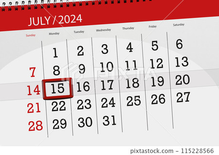 Calendar 2024, deadline, day, month, page, organizer, date, July, monday, number 15 Calendar 2024, deadline, day, month, page, organizer, date, July, monday, number 15 115228566