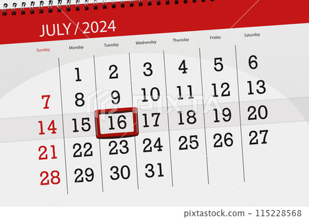 Calendar 2024, deadline, day, month, page, organizer, date, July, tuesday, number 16 Calendar 2024, deadline, day, month, page, organizer, date, July, tuesday, number 16 115228568