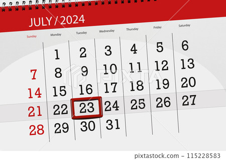 Calendar 2024, deadline, day, month, page, organizer, date, July, tuesday, number 23 115228583