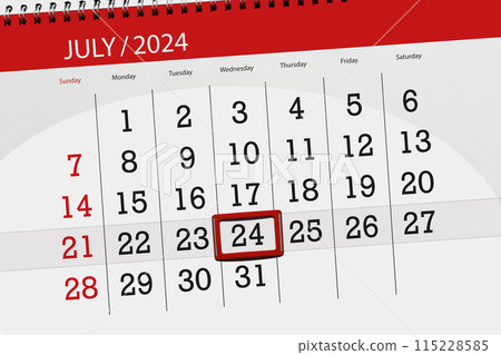 Calendar 2024, deadline, day, month, page, organizer, date, July, wednesday, number 24 115228585