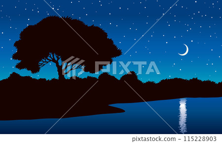 Vector drawing. Old tree in the field 115228903