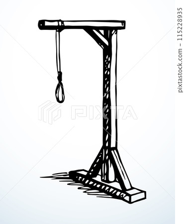 Vector drawing. Wooden gallows with loop Vector drawing. Wooden gallows with loop 115228935