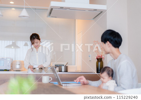 Image of a happy family with small children Image of a happy family with small children 115229240