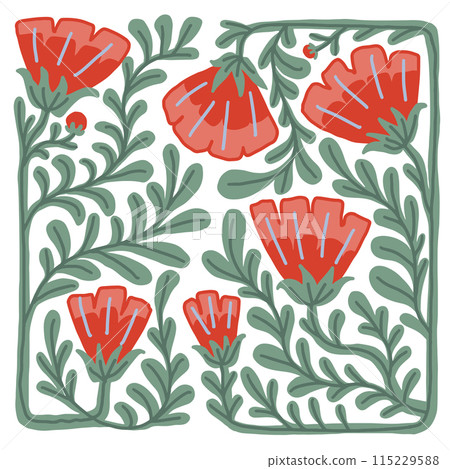 Colorful doodle floral arrangement illustration in a trendy style Colorful doodle floral arrangement illustration in a trendy style 115229588