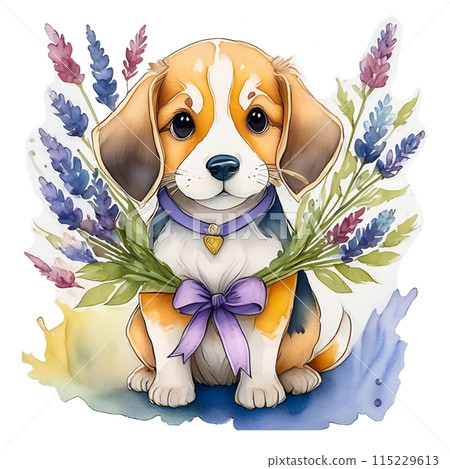 Beagle and Lavender Flowers 5 / Flyer and Poster Material Beagle and Lavender Flowers 5 / Flyer and Poster Material 115229613