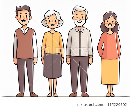 Two-generation family illustration - Stock Illustration [115229702] - PIXTA
