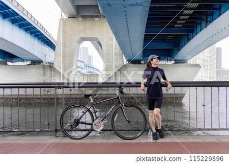 cycling woman bicycle cycling woman bicycle 115229896