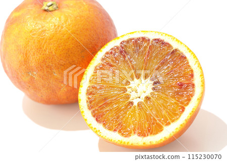 Blood orange photographed on a white background Blood orange photographed on a white background 115230070