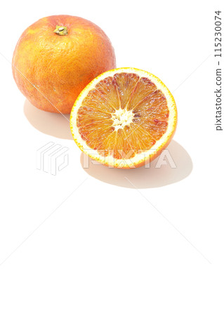 Blood orange photographed on a white background 115230074