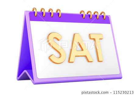 Saturday Calendar Day, Week Calendar. SAT Page, 3D rendering 115230213