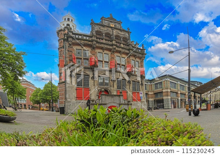 Picture from the city center of The Hague in Holland with old wheelhouse without people Picture from the city center of The Hague in Holland with old wheelhouse without people 115230245