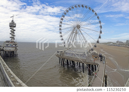 Panoramic picture of the pier and Ferris wheel in the Dutch city of The Hague Panoramic picture of the pier and Ferris wheel in the Dutch city of The Hague 115230250