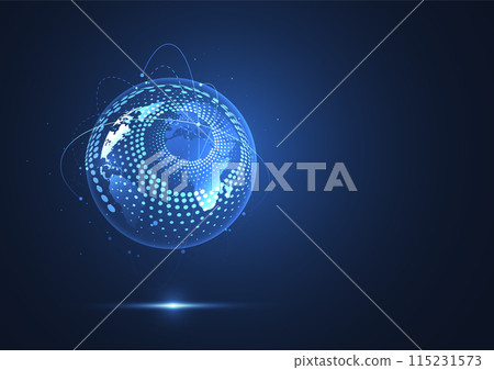 Global network connection. World map point and line composition concept of global business. Vector Illustration 115231573