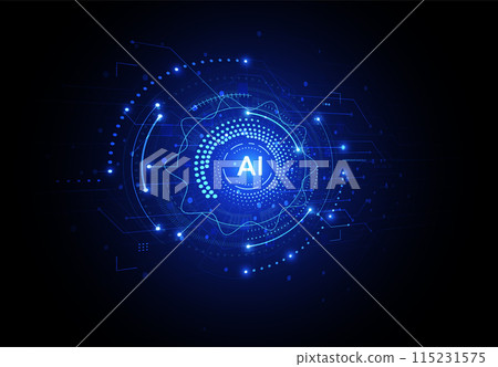 Artificial intelligence chipset on circuit board in futuristic concept technology artwork for web, banner, card, cover. Vector illustration Artificial intelligence chipset on circuit board in futuristic concept technology artwork for web, banner, card, cover. Vector illustration 115231575