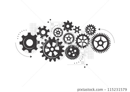 Abstract gear wheel mechanism background. Machine technology. Vector illustration Abstract gear wheel mechanism background. Machine technology. Vector illustration 115231579