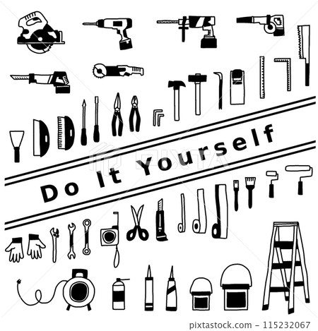 DIY tools Black DIY tools Black 115232067