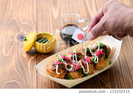 Freshly baked piping hot takoyaki Freshly baked piping hot takoyaki 115232515