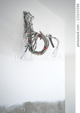Placement of electrical wires and cables from apartment wall 115233398