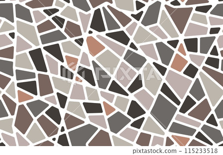 Mosaic pebble stone floor tile seamless pattern. Rock pavement vector background with gravel, cobblestone and pebble texture. Brown gray stone floor and wall tile, road and sidewalk geometric pattern Mosaic pebble stone floor tile seamless pattern. Rock pavement vector background with gravel, cobblestone and pebble texture. Brown gray stone floor and wall tile, road and sidewalk geometric pattern 115233518
