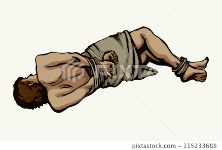 Man With hands tied. Vector drawing 115233688