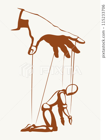 The puppet is kneeling. Vector drawing 115233706