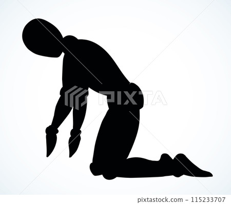 The puppet is kneeling. Vector drawing 115233707