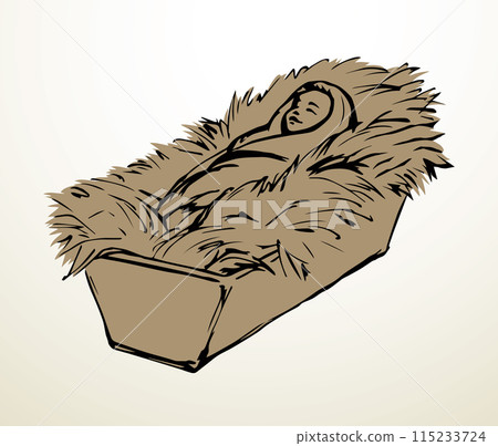 Newborn baby Jesus. Vector drawing 115233724