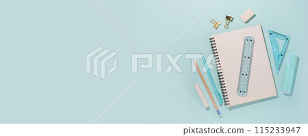 School supplies on blue background. 115233947