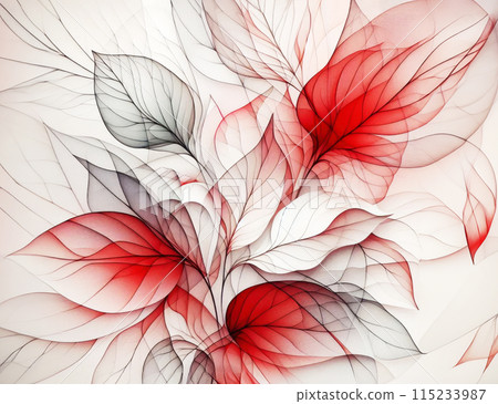 Delicate background of transparent white and coral leaves. Abstract background for creative use 115233987