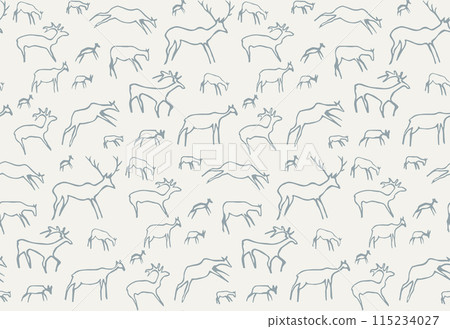 Primitive rock painting. Vector drawing Primitive rock painting. Vector drawing 115234027