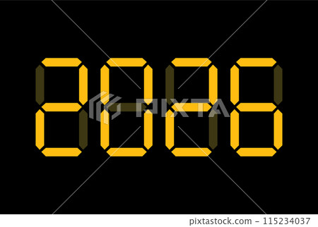 Digital New Year numbers isolated on black background 115234037
