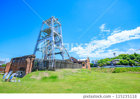 Miyahara Pit of Miike Coal Mine in early summer, Omuta City, Fukuoka Prefecture 115235118